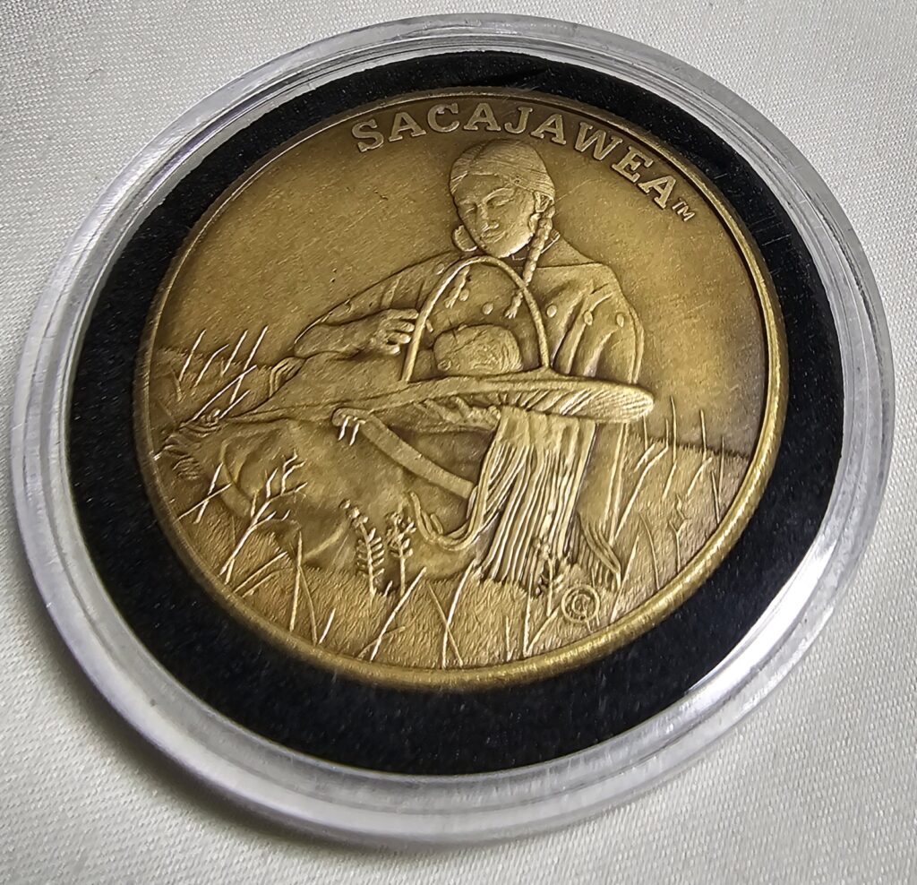 Sacajawea Bowshin Buffalo Collectible Metal Challenge Coin 1 3/4" w Case