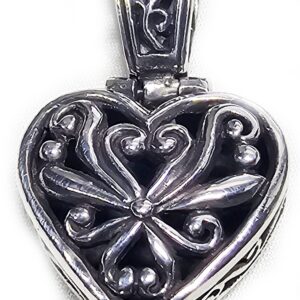 Sterling Silver Shadowbox Heart Pendant Vintage Swivel Ornate Beauty 925 10.56g