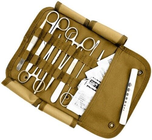 Surgical Kit US Military First Aid Emergency Field Pouch M.O.L.L.E. Strap Tan