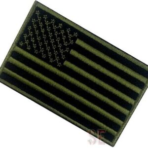 United States of America USA Flag Patch Iron or Sew Subdued Tactical OD Black 3"