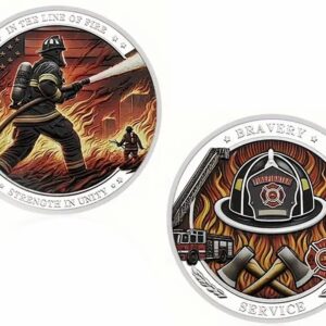 Firefighter Fireman Bravery Service Strength Challenge Coin In Line of Fire 40mm