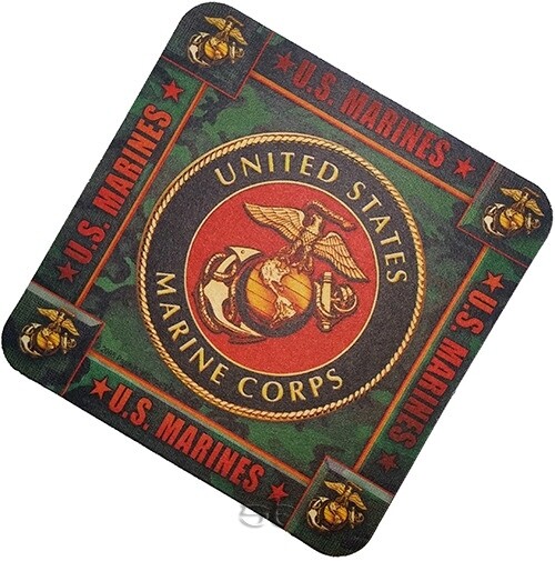 Marine Corps Bar Beverage Coasters Absorbent Made USA x 8 EGA Camo Crest USMC