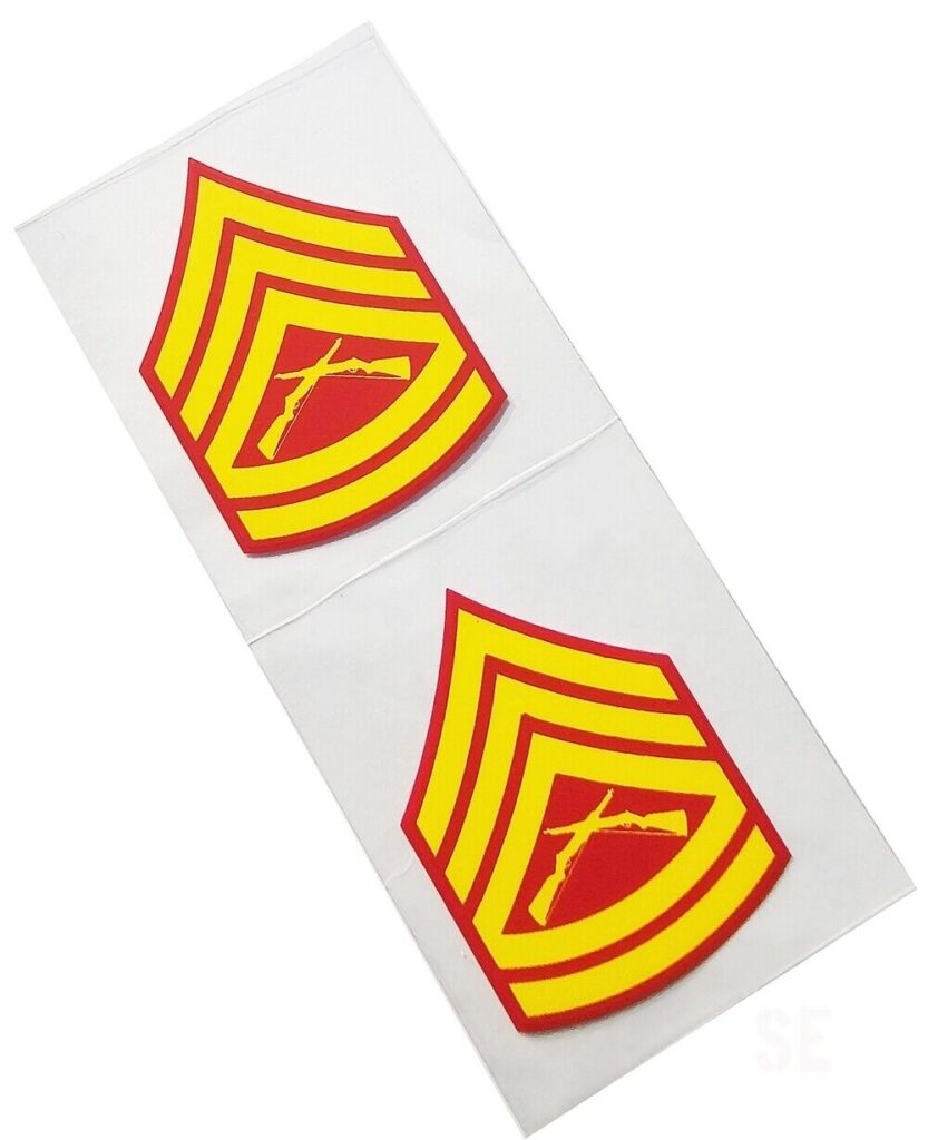 Marine Corps Decal E-7 Gunnery Sergeant GySgt on Clear Sticker x 2 USMC