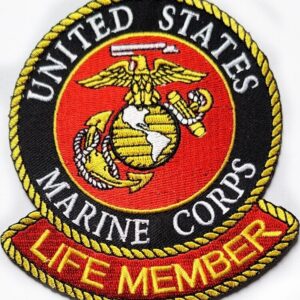 Marine Corps Patch LIFE MEMBER Crest 4" Embroidered United States USMC