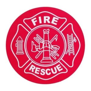 Firefighter Fire Rescue Decal Sticker "FIRE RESCUE" Round Maltese Get 6 Pieces