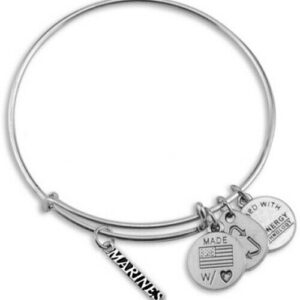 Marine Corps Charm Bracelet Silver MARINES 4 Charms Mom Wife Girlfriend Daughter
