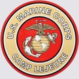 Marine Corps Decal US CORPS MARINE CAMP LEJEUNE Round EGA Clear Background USMC