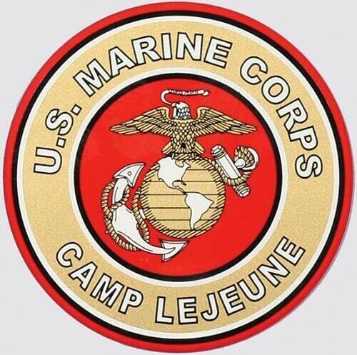 Marine Corps Decal US CORPS MARINE CAMP LEJEUNE Round EGA Clear Background USMC