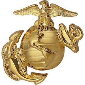 Marine Corps Enlisted Dress Collar Device Left Gold Plated Pin Back 1 1/8" USMC