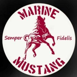 Marine Mustang Enlisted Officer Round Sign Aluminum Metal Tin Scarlet Red 7 3/4"