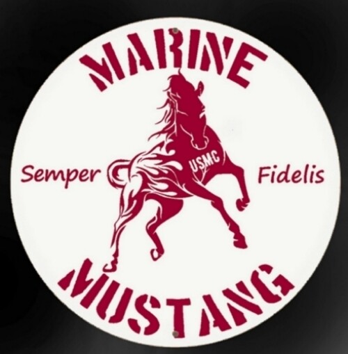 Marine Mustang Enlisted Officer Round Sign Aluminum Metal Tin Scarlet Red 7 3/4"