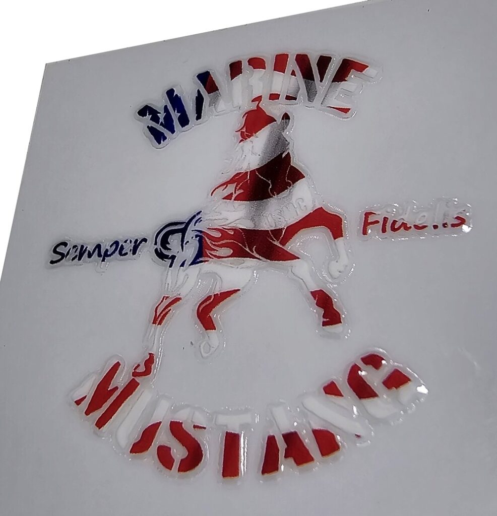Marine Mustang Enlisted Officer UV Transfer Sticker Hollow Red White Blue 45mm