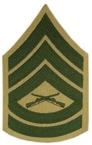 Marine Corps Chevron Green on Khaki Official E-7 Gunnery Sergeant GySgt ONE USMC