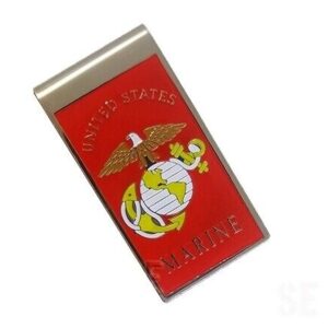 Marine Corps Money Clip UNITED STATES MARINE on Red w Seal Stainless Steel USMC