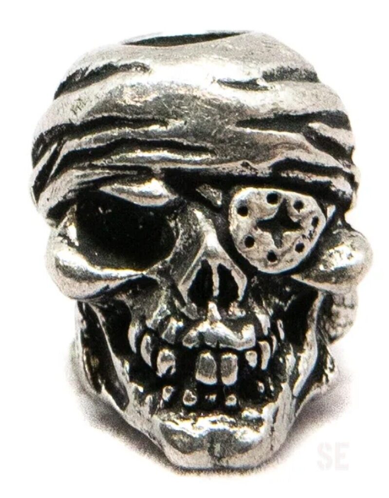One-Eyed Jack Skull Bead Schmuckatelli Co Pewter OJP Pirate For Lanyard Ends