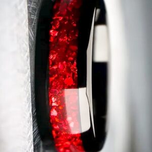 Ring Band Firefighter Fireman Red Lab Created Garnet Inlay Black Tungsten Size 9