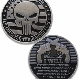 U.S. Counter Terrorism Force Challenge Coin PUNISHER OF EVIL Skull Crossed Guns
